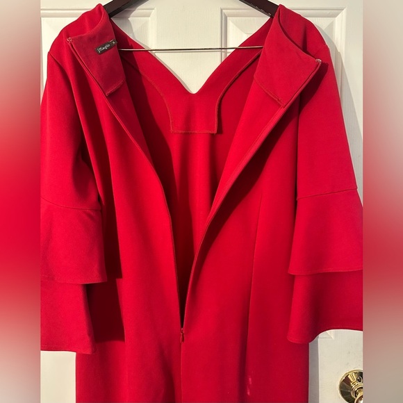 J. McLAUGHLIN XL Red Party Ruffle Bell Sleeve Sheath Holiday Valentine’s Dress - Picture 12 of 12